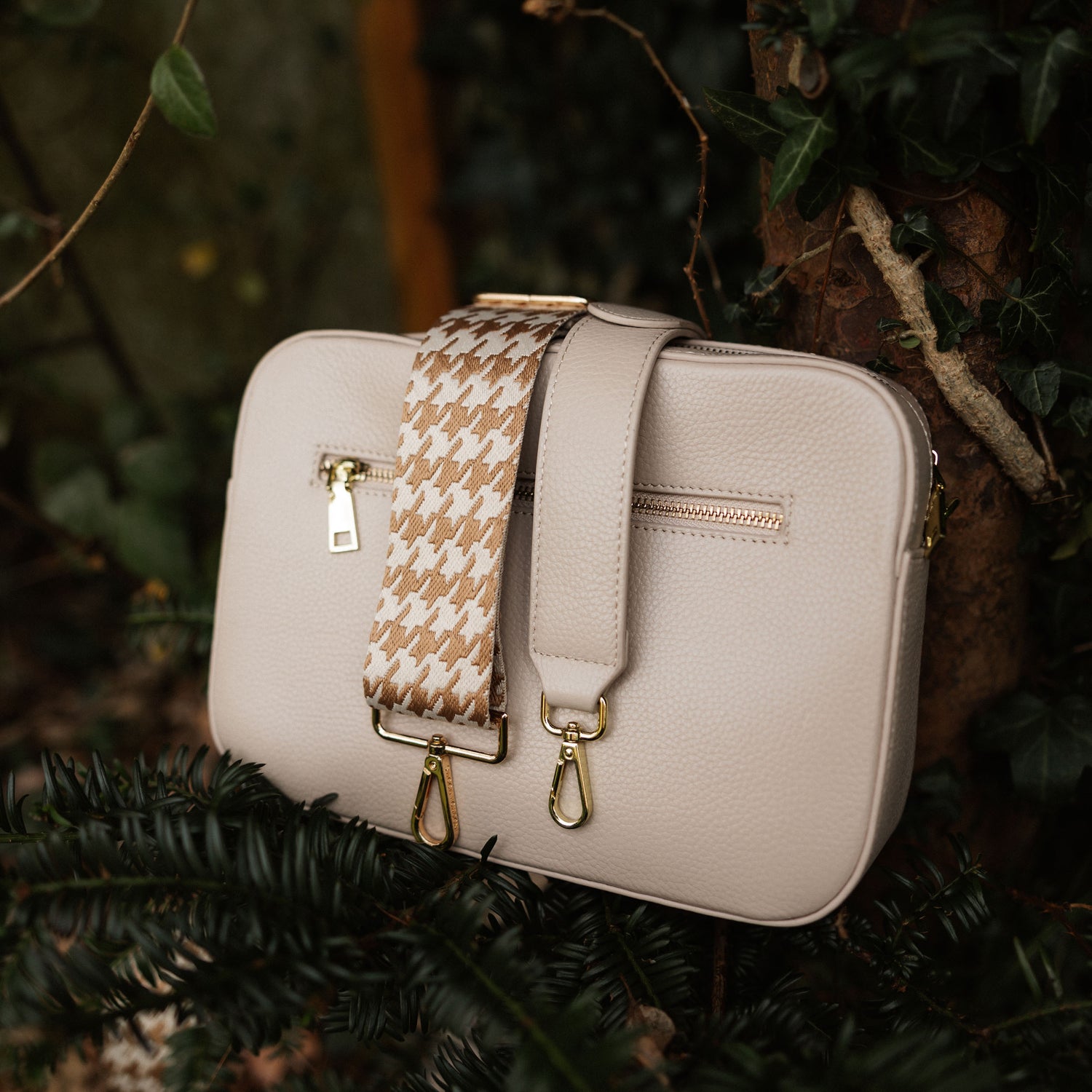 Stratford XL Leather Crossbody Bag in Calma Stone by Swoon London