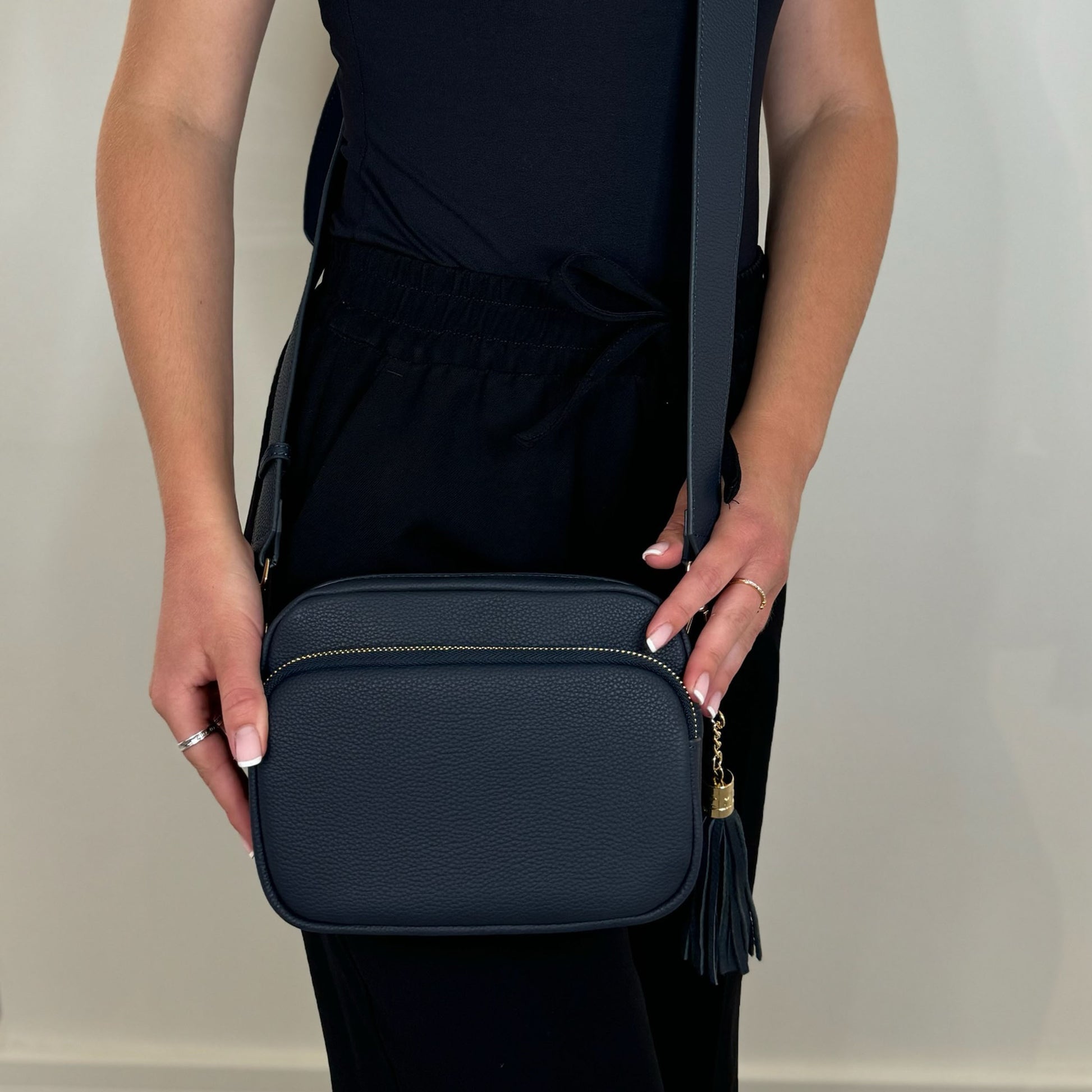 Dark Navy  Swoon London Downton Bag on Person