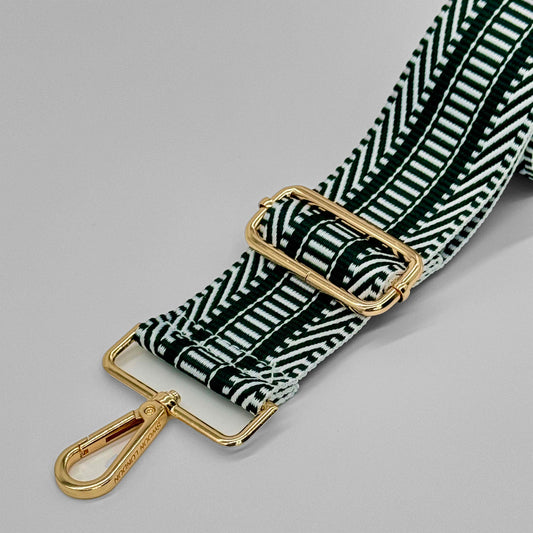 Green Patterned Bag Strap - Close Up