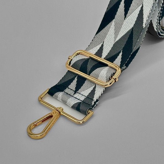 Grey & Black Abstract Bag Strap - Close Up