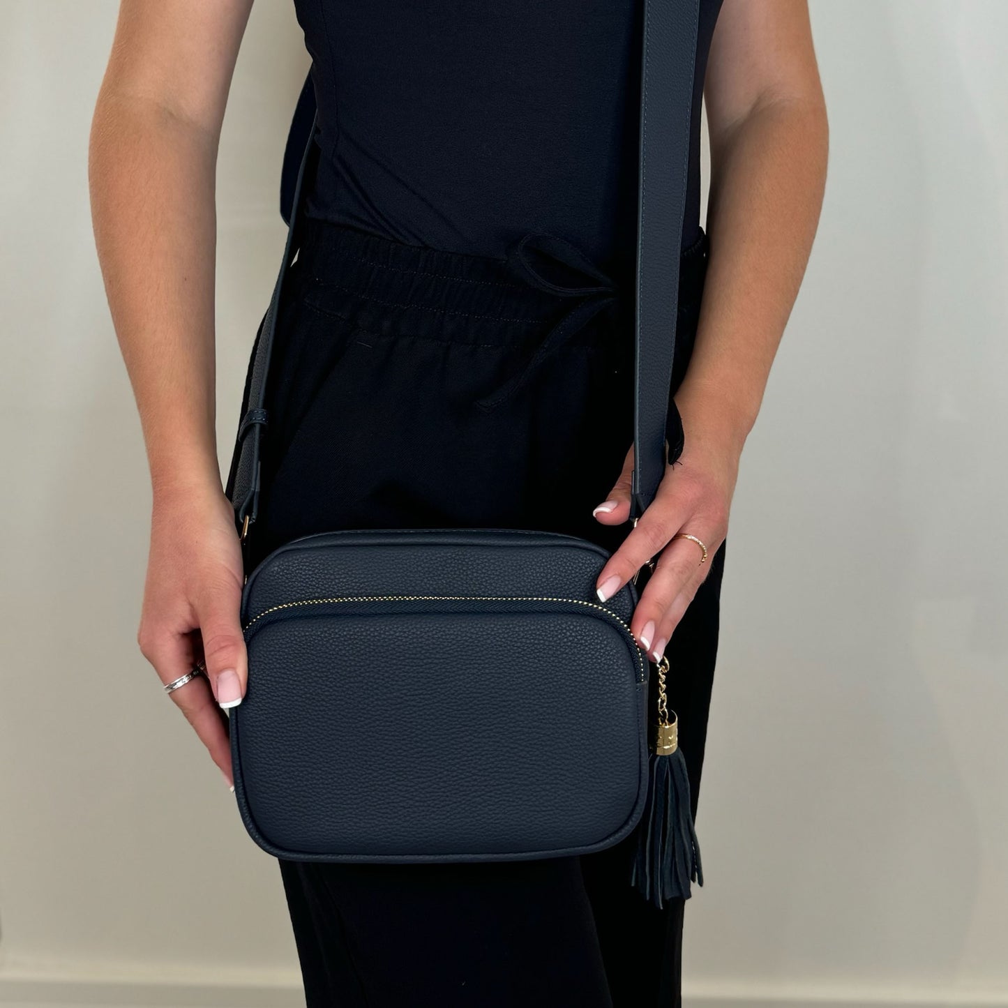 Downton Leather Crossbody Bag in Dark Navy