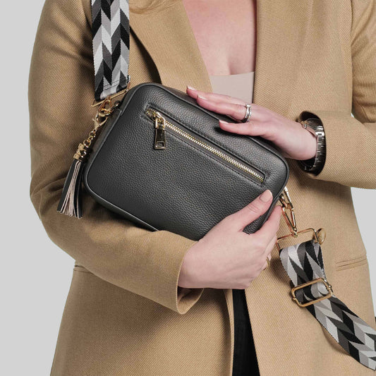 Smoke Grey Stratford Leather Crossbody Bag by Swoon London