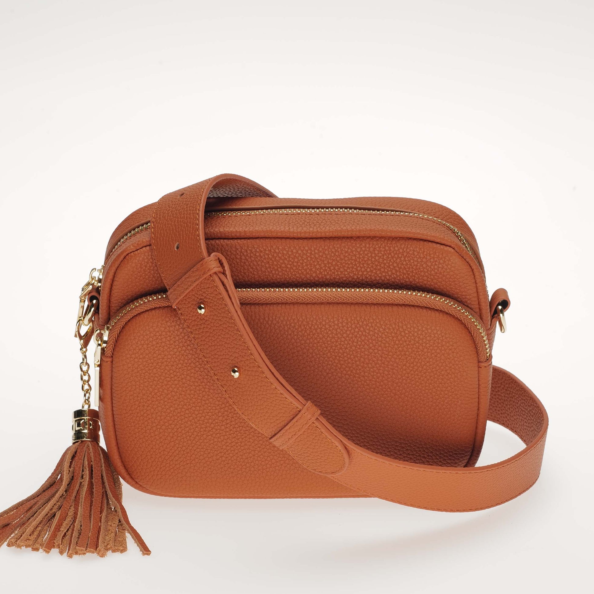 Downton Leather Crossbody Bag in Bronzed Tan with Matching Strap