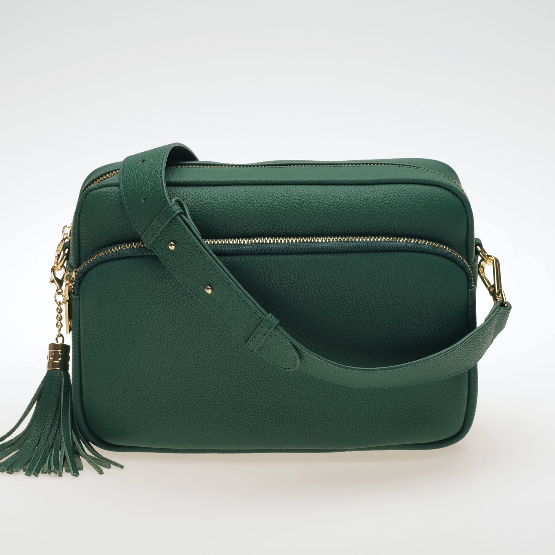 Large Green Crossbody Bag with Matching Leather Strap