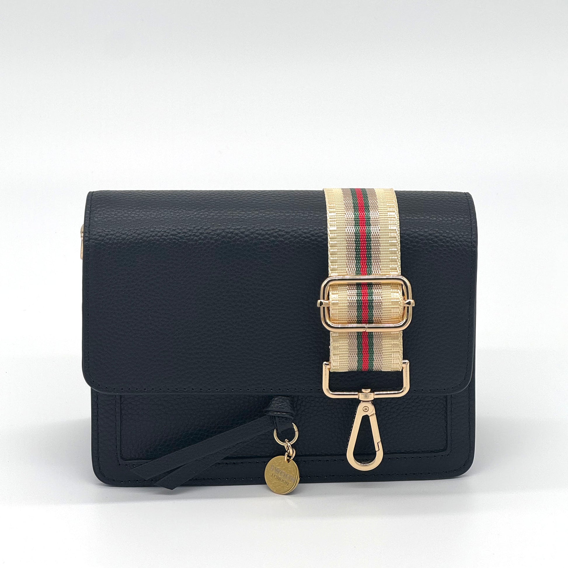 Cream,Green & Red Stripe Strap - Swoon London