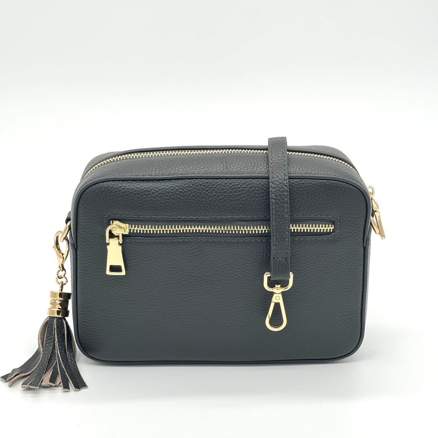 Smoke Grey Stratford Leather Crossbody Bag by Swoon London