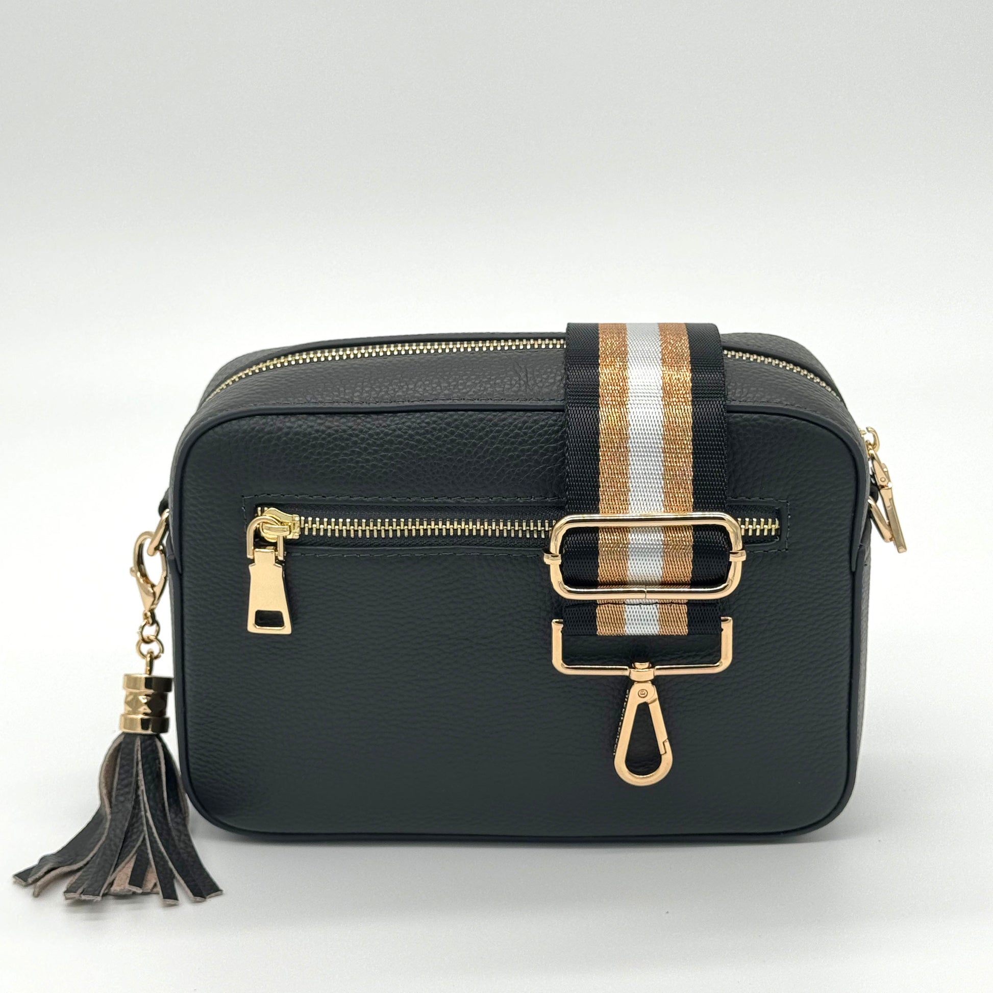 Black & Gold Metallic Stripe Strap - Swoon London