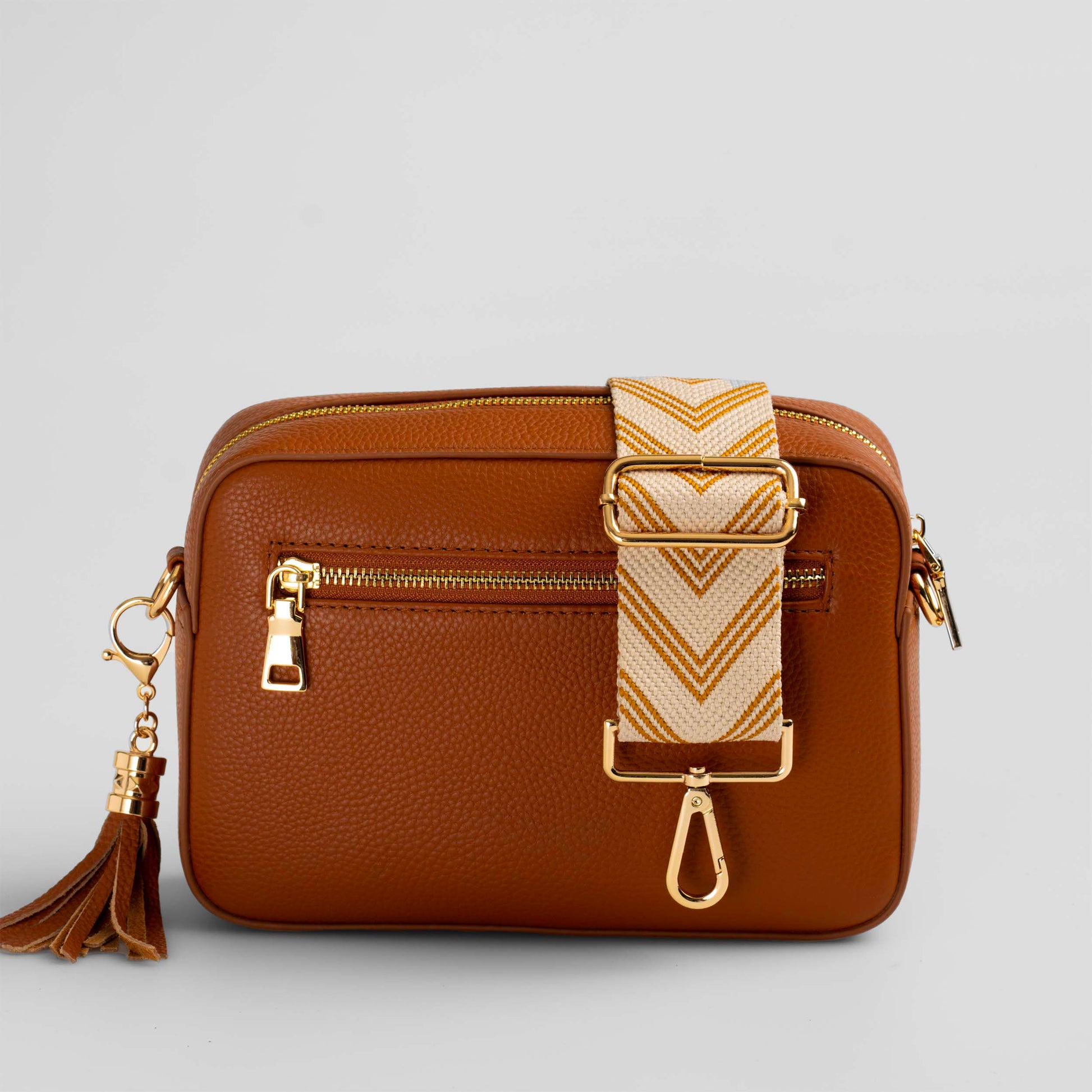 Crossbody Bag Strap - Tan Herringbone - Swoon London