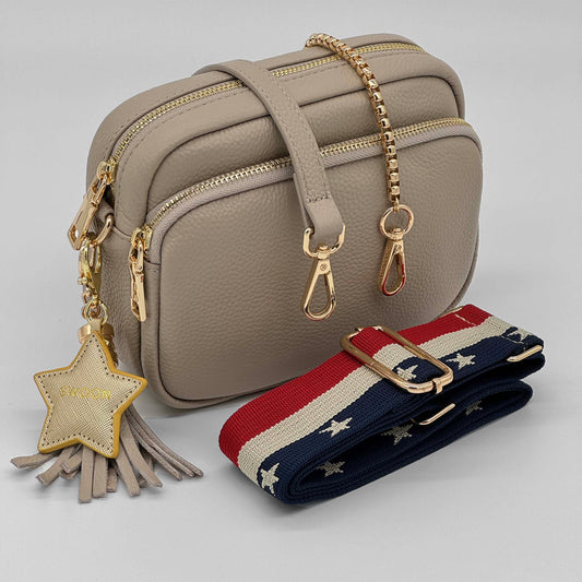 The American Holiday Leather Crossbody Bag Set by Swoon London