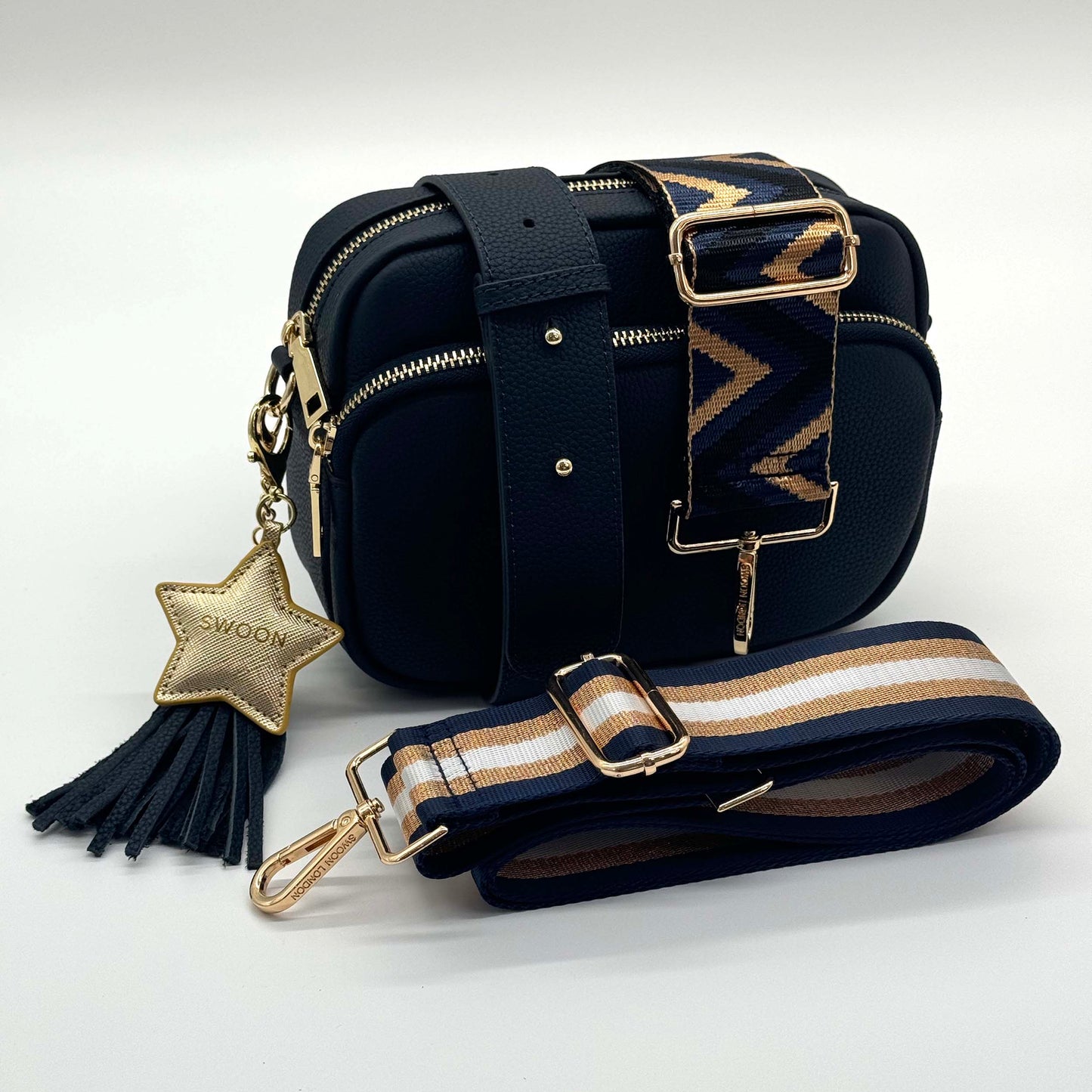 Swoon London Crazy For Navy Leather Crossbody Bag Set