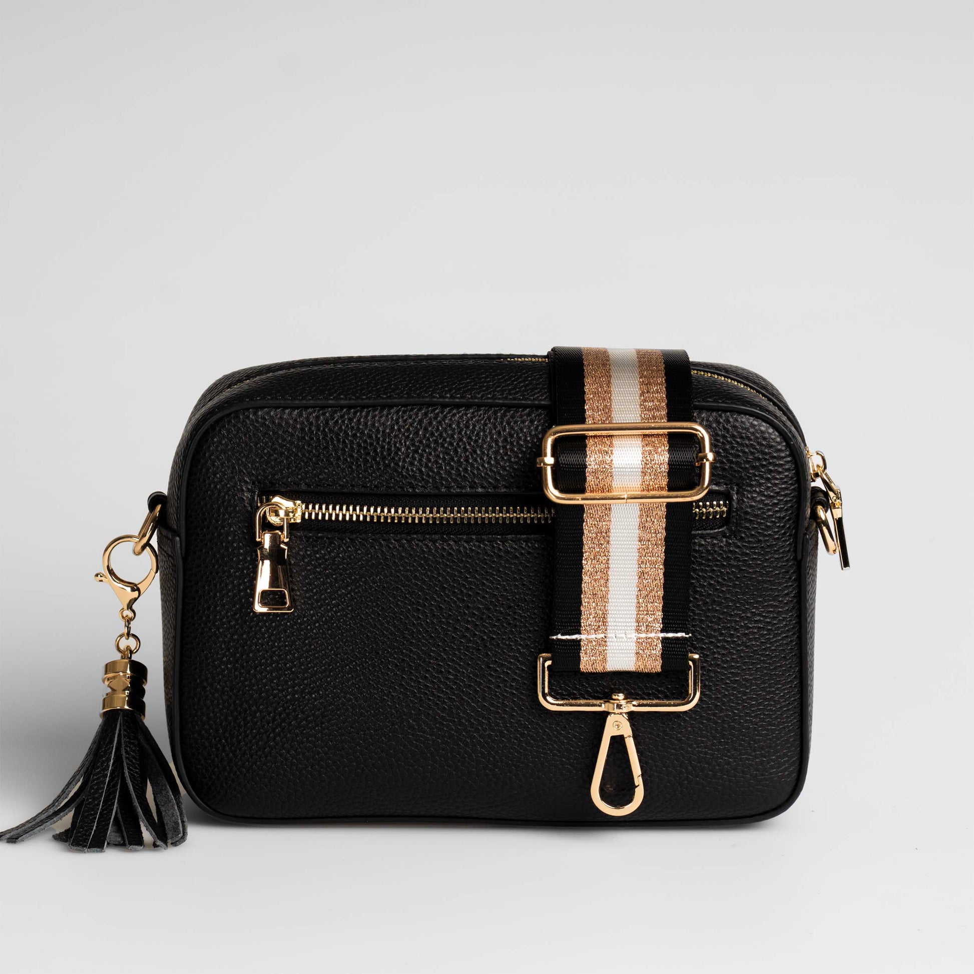 Black and Gold Metallic Stripe Bag Strap Swoon London Swoon London